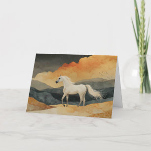 Black Gold and White Arabian Horse Letterpress Thank You Card