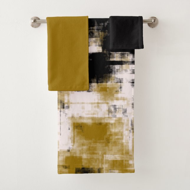 Black Gold and White Bath Towel Set (Insitu)
