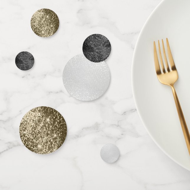 Black, Gold and White Glitter Confetti (Group)