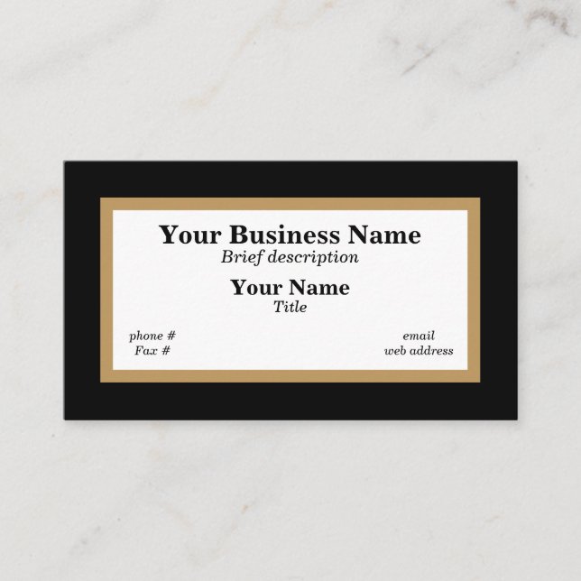 Black Gold and White Minimalist Generic Business Card (Front)