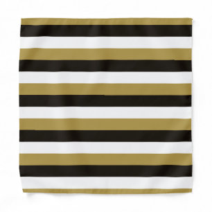 Black, Gold and White Stripes Bandana