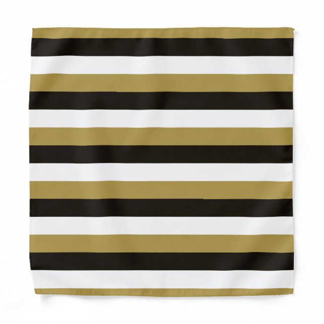 Black, Gold and White Stripes Bandana (Front)