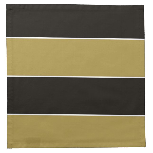 Black, Gold and White Stripes Cloth Napkin (Front)