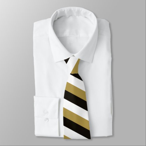 Black Gold and White Stripes Neck Tie