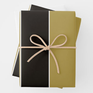 Black, Gold and White Stripes Wrapping Paper Sheets