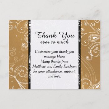 Black  Gold  And White Swirly Design Postcard by ChicPink at Zazzle