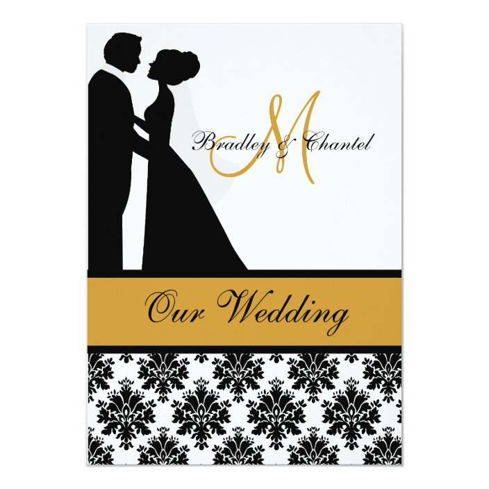 Black, Gold, and White Wedding Couple Invitation | Zazzle.com