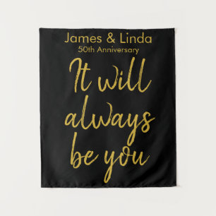 Black Gold Anniversary Party Photo Booth Backdrop