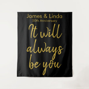 Black Gold Anniversary Party Photo Booth Backdrop