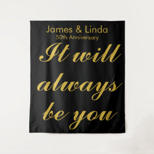 Black Gold Anniversary Party Photo Booth Backdrop