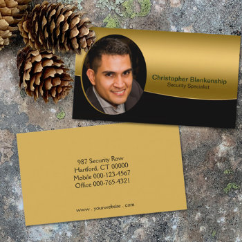 Black Gold Any Professional Custom Photo Business Card by PaPr_Emporium at Zazzle