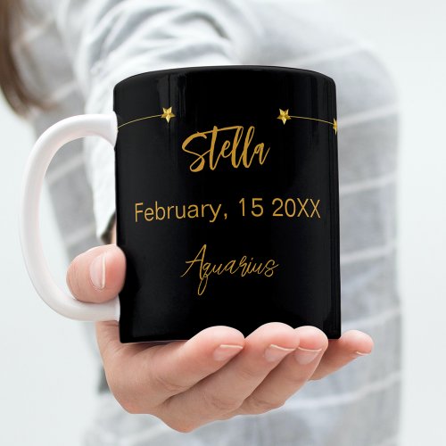 Black gold Aquarius star constellation birthday Coffee Mug