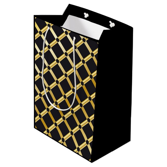 Black & Gold Arabesque Gift Bag (Back Angled)