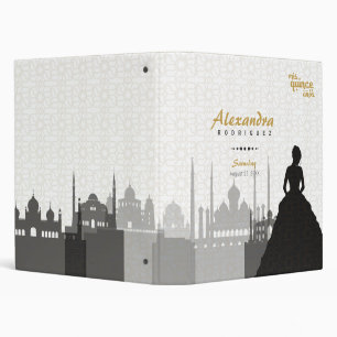 Black & Gold Arabian Quinceañera 3 Ring Binder