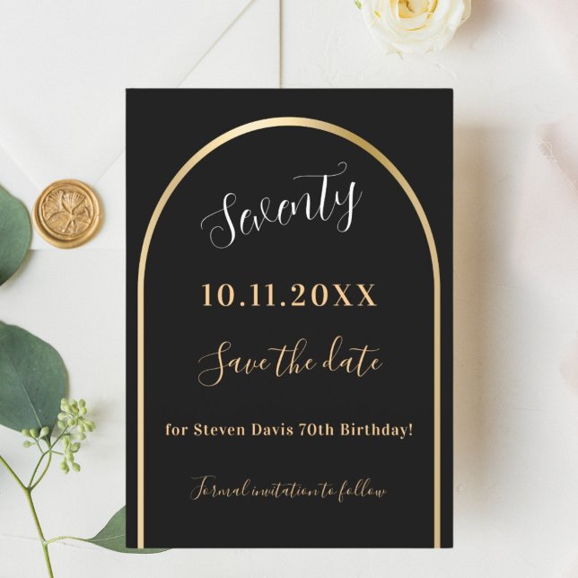 Black gold arch birthday save the date (Creator Uploaded)