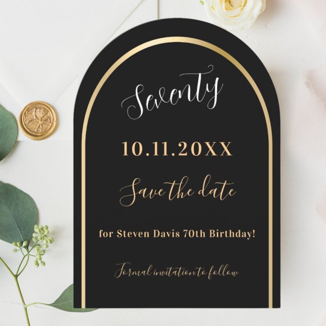 Black gold arch birthday save the date (Creator Uploaded)