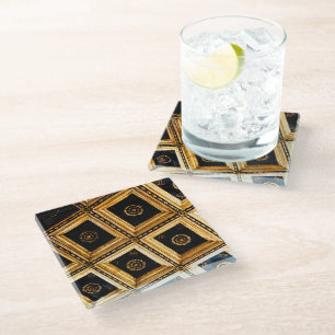 Black Gold Architecture Glass Coaster