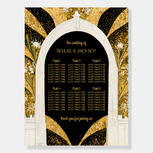 Black Gold Art Deco Archway Wedding Seating Chart Foam Board