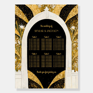 Black Gold Art Deco Archway Wedding Seating Chart Foam Board