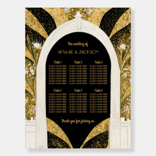 Black Gold Art Deco Archway Wedding Seating Chart Foam Board