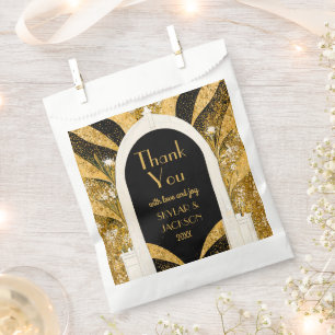 Black & Gold Art Deco Archway Wedding Thank You Favor Bag