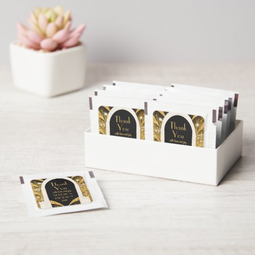 Black  Gold Art Deco Archway Wedding Thank You Hand Sanitizer Packet