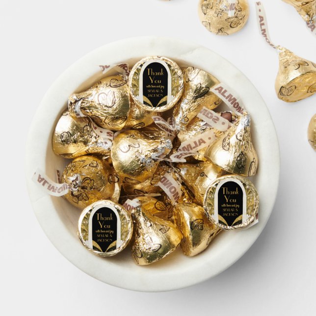 Black & Gold Art Deco Archway Wedding Thank You Hershey®'s Kisses® (Assorted)