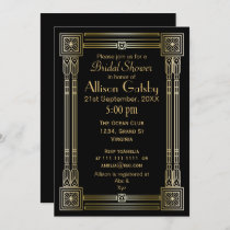 Black Gold Art Deco bridal shower Invitation