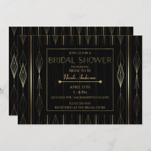 Black & Gold Art Deco Bridal Shower Invitation