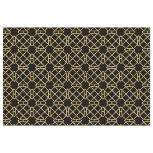 Black Gold Art Deco Chinese Chippendale Decoupage  Tissue Paper