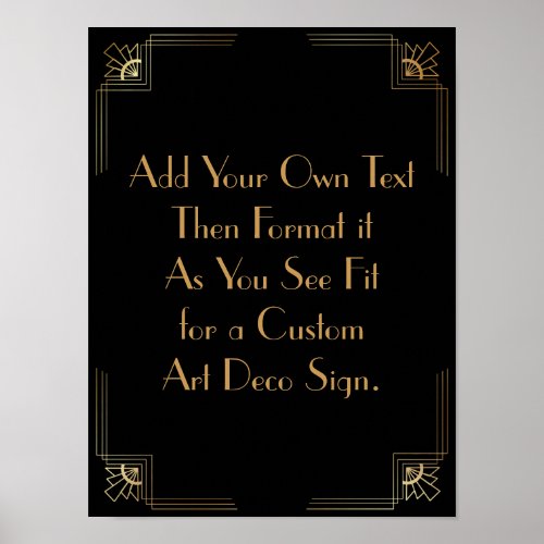 Black Gold Art Deco Custom DIY Wedding Sign