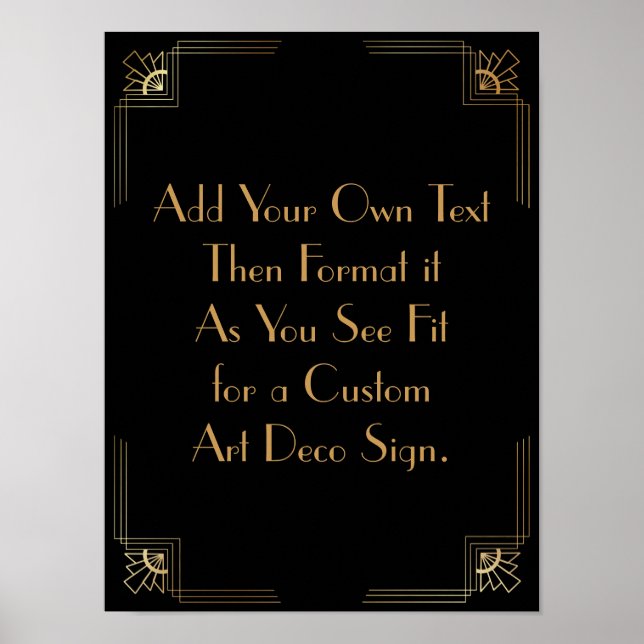 Black Gold Art Deco Custom DIY Wedding Sign (Front)