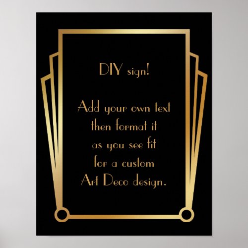 Black Gold Art Deco Custom DIY Wedding Sign