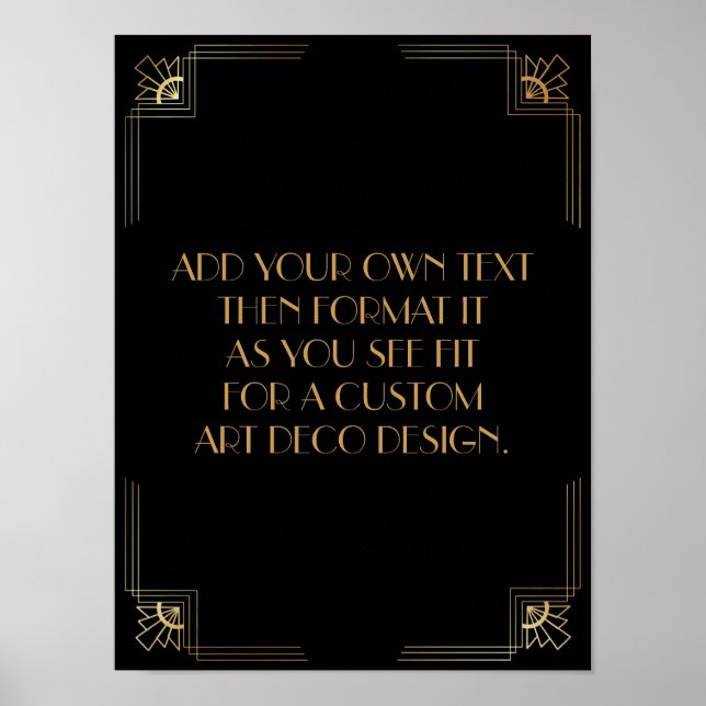 Black Gold Art Deco Custom DIY Wedding Sign (Front)