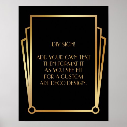 Black Gold Art Deco Custom DIY Wedding Sign