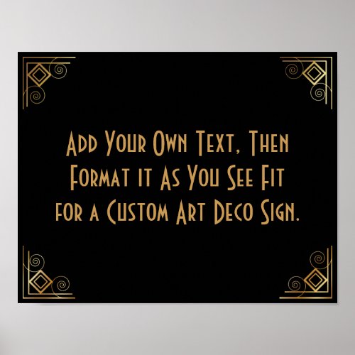 Black Gold Art Deco Custom DIY Wedding Sign