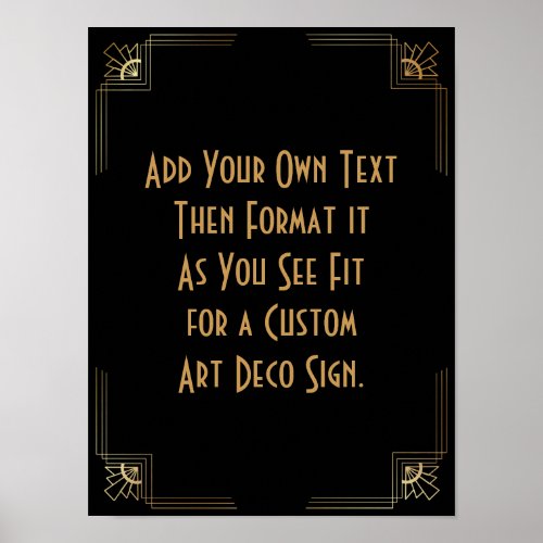 Black Gold Art Deco Custom DIY Wedding Sign