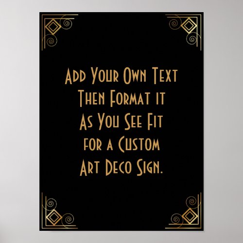 Black Gold Art Deco Custom DIY Wedding Sign