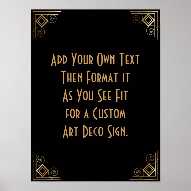Black Gold Art Deco Custom DIY Wedding Sign (Front)