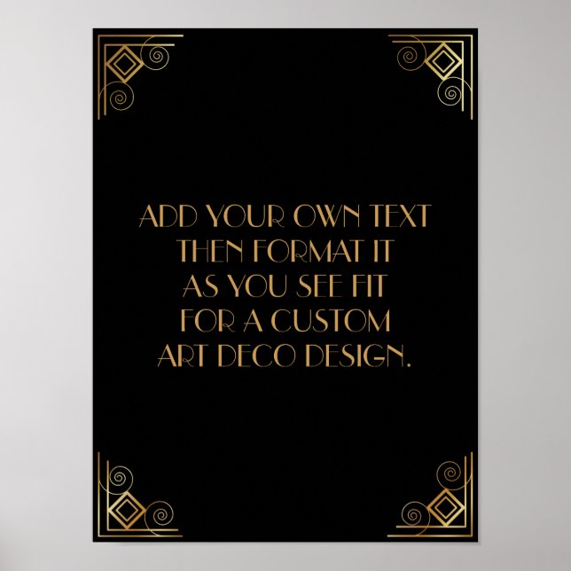 Black Gold Art Deco Custom DIY Wedding Sign (Front)