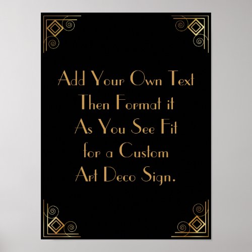 Black Gold Art Deco Custom DIY Wedding Sign