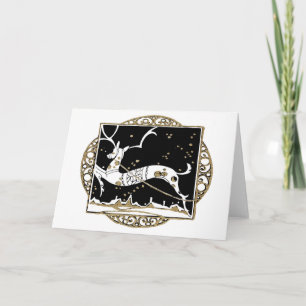 Black & Gold Art Deco Doily Deer Holiday Card