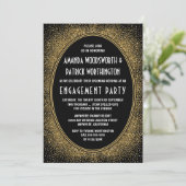 Black & Gold Art Deco Engagement Party Invitations | Zazzle