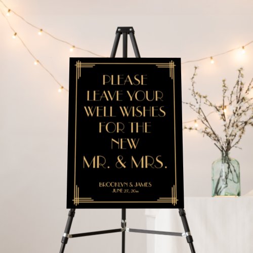 Black Gold Art Deco Gatsby Guestbook Sign 18x24