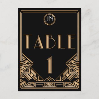 Black Gold Art Deco Gatsby Style Table Number 1 by Truly_Uniquely at Zazzle