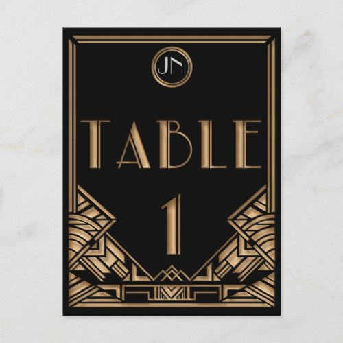 Black Gold Art Deco Gatsby Style Table Number 1