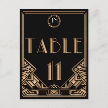Black Gold Art Deco Gatsby Style Table Number 11 by Truly_Uniquely at Zazzle