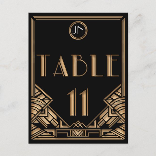 Black Gold Art Deco Gatsby Style Table Number 11 (Front)