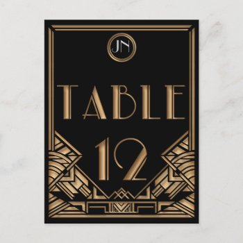 Black Gold Art Deco Gatsby Style Table Number 12 by Truly_Uniquely at Zazzle