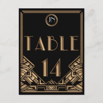 Black Gold Art Deco Gatsby Style Table Number 14 by Truly_Uniquely at Zazzle